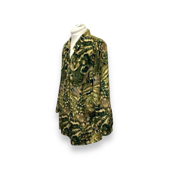 C.M. Shapes Vintage Women’s Long Sleeve Abstract Jungle Shacket 2X - Picture 3 of 7